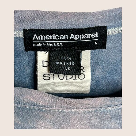 🌫️ LARGE RECYCLED HAND TIE DYED AMERICAN APPAREL DO OVER STUDIO 100% SILK TOP - Picture 5 of 5